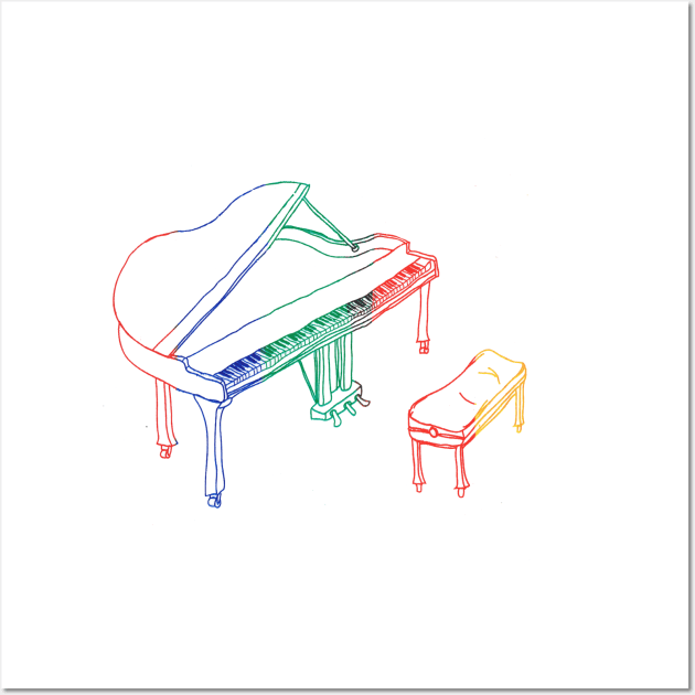 Technicolour Piano Wall Art by johnjohnjohnjohn